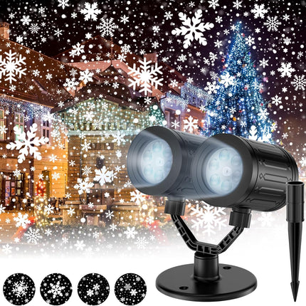 Christmas Snowflake Projector Lights Double Head LED with Timer, Waterproof