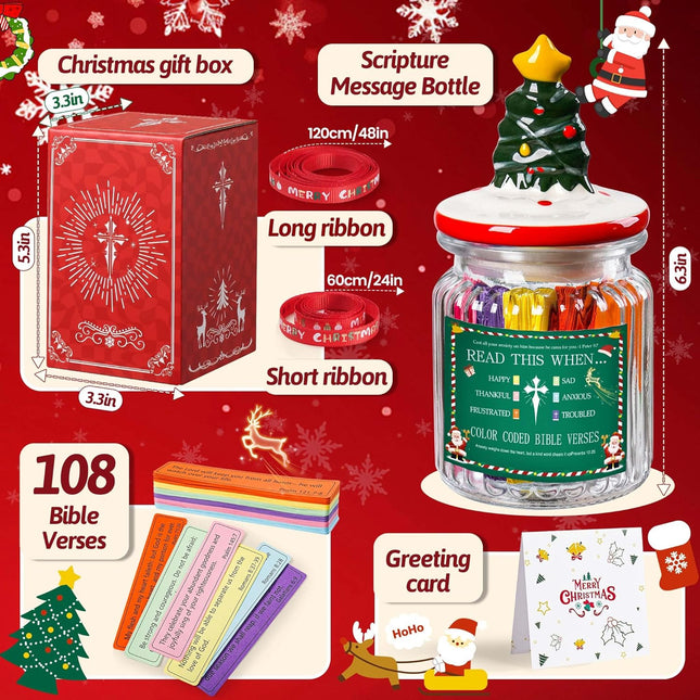 Bible Verse Jar – 108 Scripture Scrolls for Daily Encouragement & Prayer, Christmas Gift