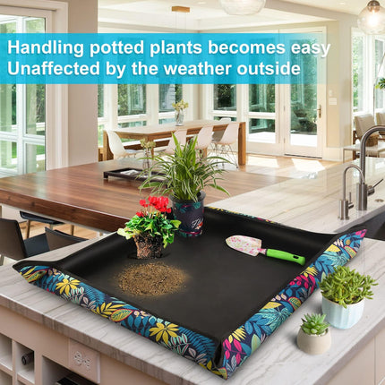 Repotting Mat 29.5"x 29.5" – Waterproof, Foldable Potting Tray for Mess Control