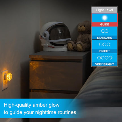 SleepLite Plug-In Night Light 2 Pack, Amber 2200K, Always On, UL Certified