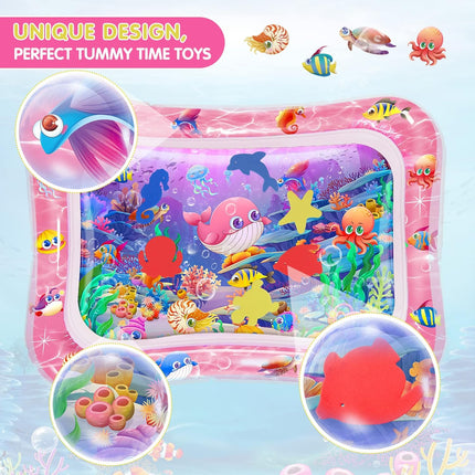 Tummy Time Water Play Mat for Baby, Muscle Strengthening Toy 3-24 Months