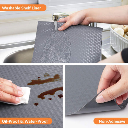 Gray Kitchen Shelf Liner – 11.8"x59", Waterproof & Oil-Proof, Non-Adhesive