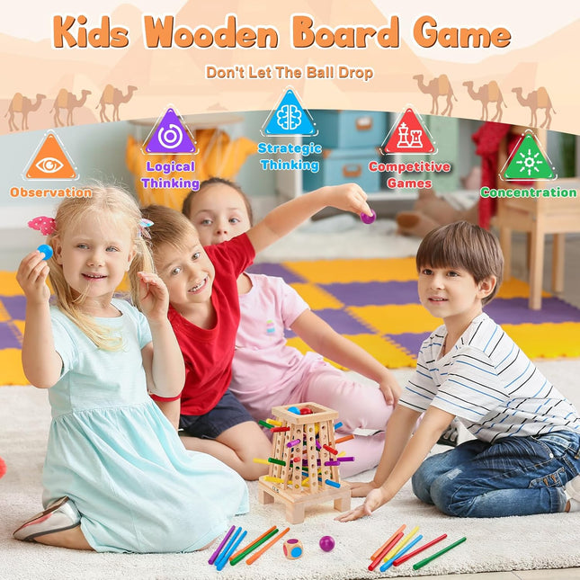 Montessori Wooden Sticks Dice Game for Kids 3+ Math & Fine Motor Skills