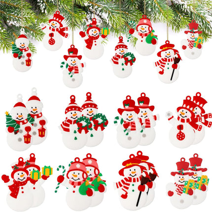 16PCS Christmas Snowman Ornaments, Resin Hanging Tree Ornaments Set for Holiday Decor