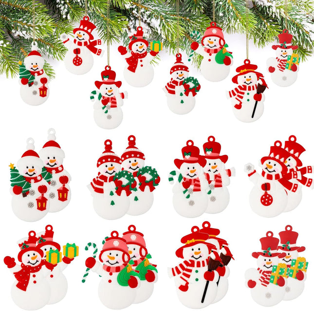 16PCS Christmas Snowman Ornaments, Resin Hanging Tree Ornaments Set for Holiday Decor