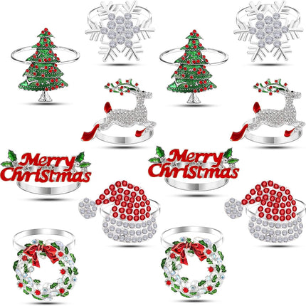 12-Piece Silver Napkin Rings Set, Perfect for Christmas and Holiday Meals