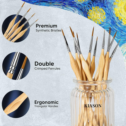 10Pcs Miniature Paint Brush Set Fine Detail Brushes for Acrylic Watercolor Art