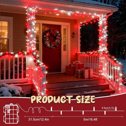 Waterproof Christmas String Lights 50LED | Red & White Outdoor Garland