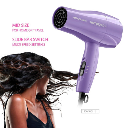 1875W Ceramic Hair Dryer Fast Drying with Comb & Detangler Attachments Purple