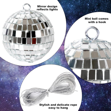 20PCS Silver Mirror Disco Balls – Hanging Ornaments for 70s Party & Dance Decor