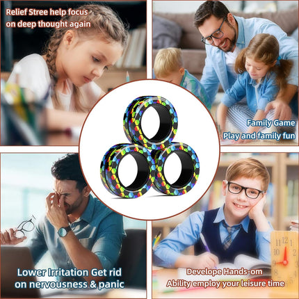 Magnetic Rings Fidget Set – 3PCS Spinner Toys for Anxiety & Stress Relief