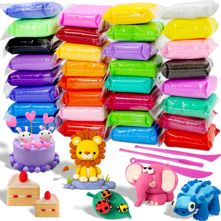 Air Dry Clay 32 Colors Modeling Clay Kit with Tools Safe Non Toxic Kids DIY Toy