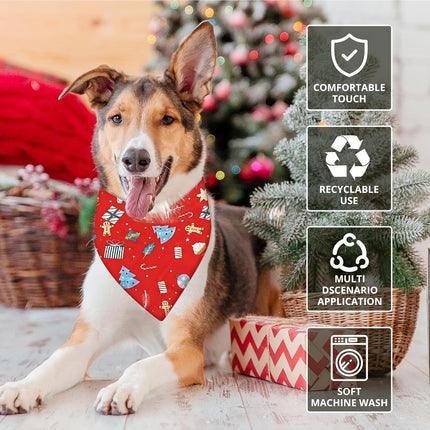 2 Pack Christmas Dog Bandanas – Cute Xmas Pet Scarves for Small to Large Dogs
