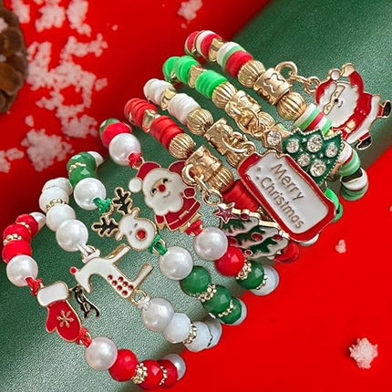8PCS Christmas Bracelets for Women – Merry Christmas in July Gifts & Holiday Party Decorations
