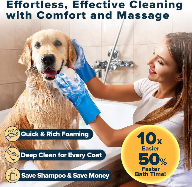 6PCS Pet Grooming & Bath Kit Dog Cat Washing Gloves Bath Brush Shower Brush Navy
