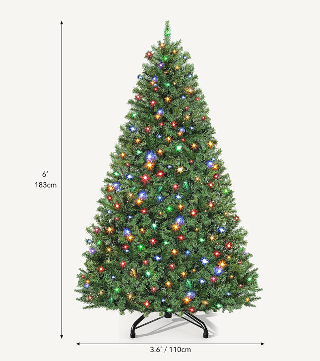 Prelit Christmas Tree 7.5ft – 550 LEDs, 1450 Tips, Remote, Hinged Metal Frame