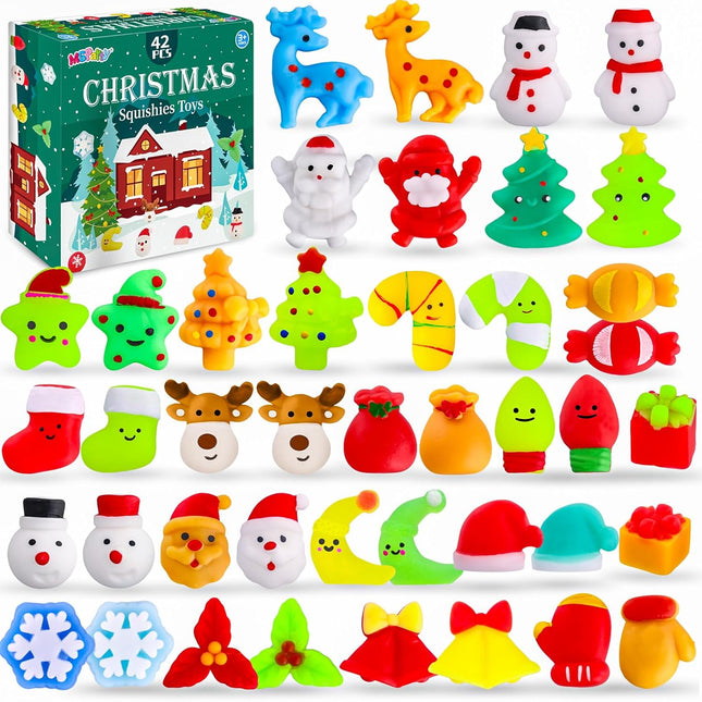 42 Pcs Christmas Mochi Squishies, Kids Fidget Toys & Stocking Stuffers