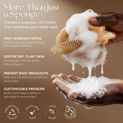 African Net Sponge Shower Loofah, Exfoliating Body Scrubber for Men & Women