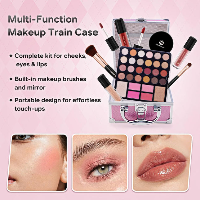 24 Color Makeup Kit with Cosmetic Case Eyeshadow Blush Bronzer Highlighter