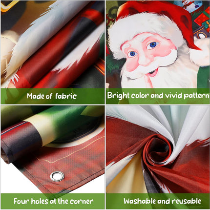 Christmas Door Cover Decoration – Santa Claus Front Door Banner for Xmas