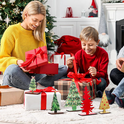 5pcs Wooden Christmas Trees – Rustic Tabletop Farmhouse Holiday Centerpieces