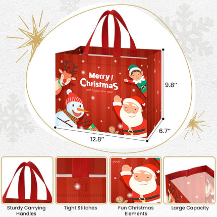 8-Piece Christmas Gift Bags Set – Reusable Holiday Treat Bags with Handles for Gifting