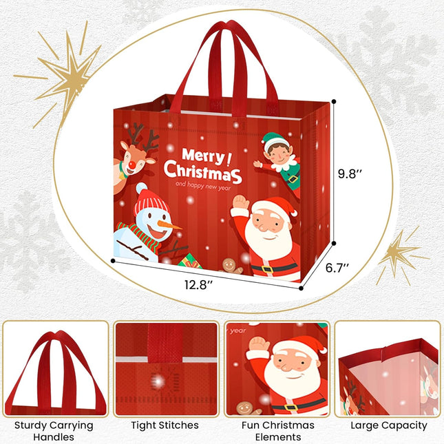 8-Piece Christmas Gift Bags Set – Reusable Holiday Treat Bags with Handles for Gifting