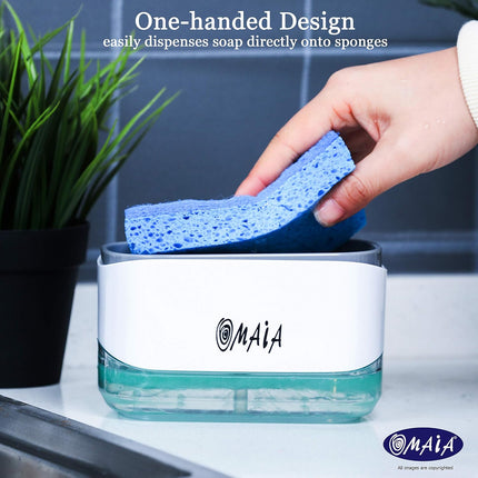 2-in-1 Dish Soap Dispenser with Sponge Holder – Kitchen Sink Organizer