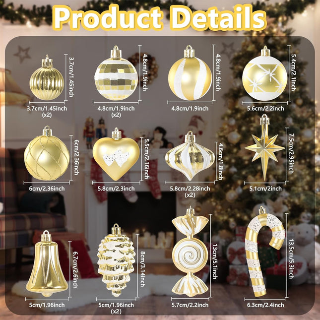 16PCS Colored Christmas Tree Ball Ornaments, Shatterproof Plastic Baubles for Holiday Decor