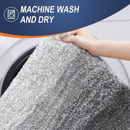 Grey Bathroom Rug 30x20 Microfiber Bath Mat Soft Absorbent Rubber Backing