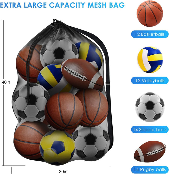 Extra Large Mesh Sports Ball Bag 30x40in for Soccer Basketball Volleyball