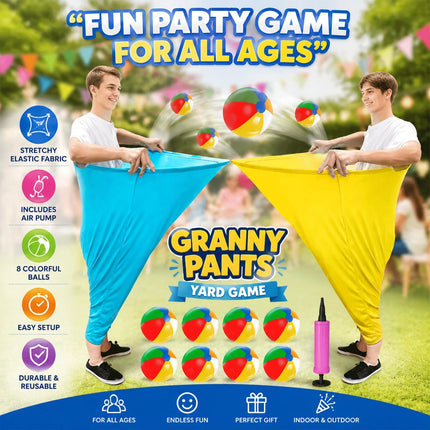 Granny Pants Yard Game 2PCS with 8 Bouncy Balls & Air Pump Family Party Fun