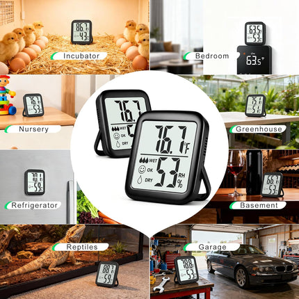 2-Pack Digital Room Thermometer & Hygrometer – Indoor Temp & Humidity Meter