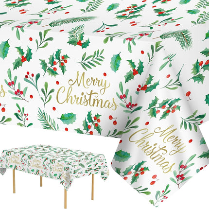 3PCS Merry Christmas Tablecloths – 54x108" Disposable Holiday Table Covers