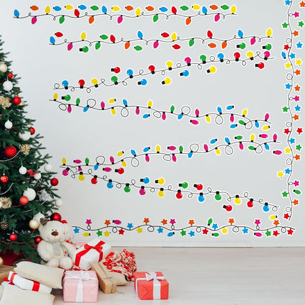 8PCS Christmas Light Wall Stickers – Merry Christmas Window Clings, 2 Sheets