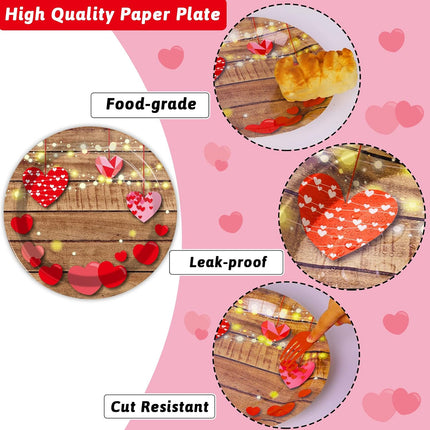 96 PCS Valentine’s Day Party Set: Heart Plates & Napkins for 24 Guests