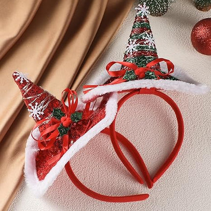 2PCS Santa Hat Headbands – Merry Christmas Hair Accessories for Women & Girls