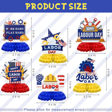 48 Pcs Happy Labor Day Decorations Set Banner Honeycomb Centerpieces