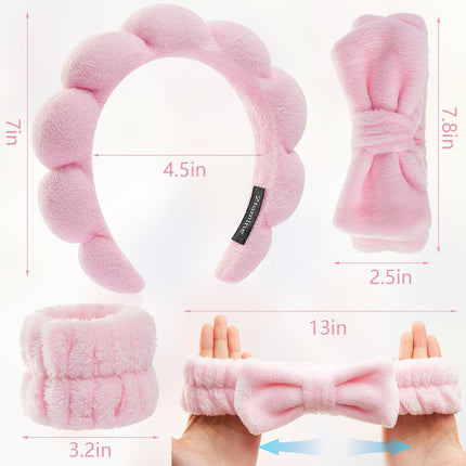 Women’s Spa Headband Set with Wristbands for Face Wash Makeup Skincare