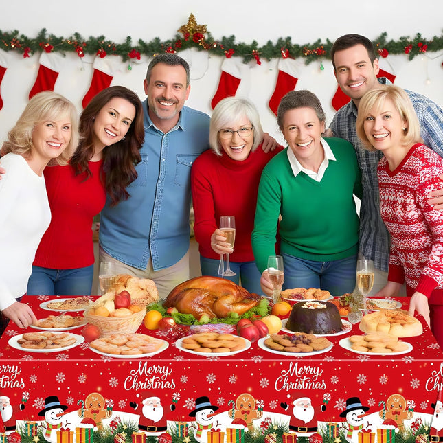 2-Pack Merry Christmas Table Cloth | Red Disposable Table Cover 108×54"