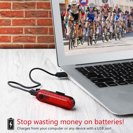 2-Pack Rechargeable Bike Tail Lights, Red Rear Bicycle Lights for Night Riding