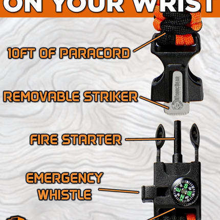 Adjustable Survival Paracord Bracelets for Hiking, Camping and Fishing