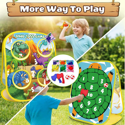 Dinosaur Bean Bag Toss Set Indoor Outdoor Family Game for Kids Ages 3-5