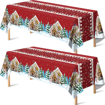 2-Pack Snowman Plastic Tablecloths | Christmas Party Indoor & Outdoor Decor