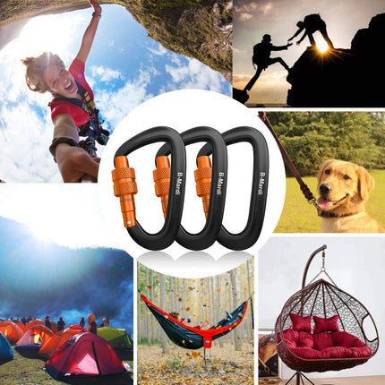 12kN Heavy Duty Locking Carabiner Clip Camping Hiking Hammock Dog Leash
