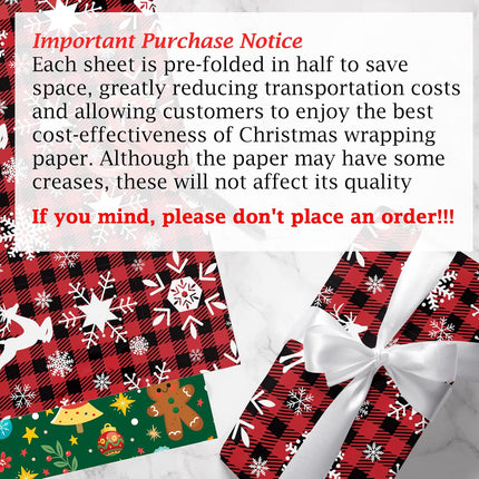 Christmas Gift Wrap & Tissue Paper – Jumbo 29"x42" Sheets, Red Green White