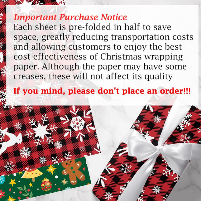 Christmas Gift Wrap & Tissue Paper – Jumbo 29"x42" Sheets, Red Green White