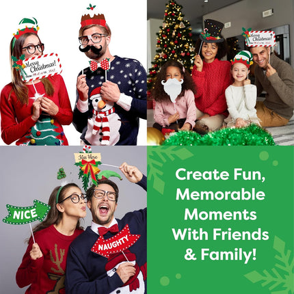 38PC Christmas Photo Booth Props Set – Party Decorations, Games, Favors & Supplies