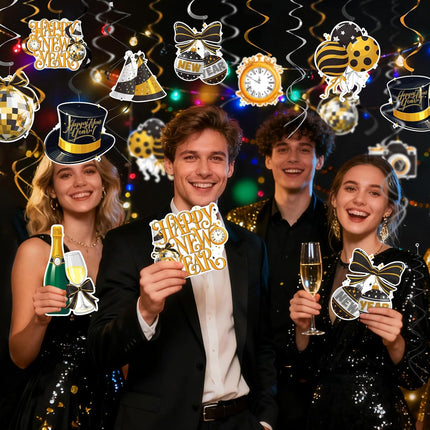 Happy New Year Party Kit – Hanging Swirls & NYE Celebration Decorations