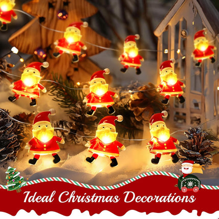 10FT 30 LED Christmas Santa Claus Fairy Lights – Battery Operated Indoor Decorations